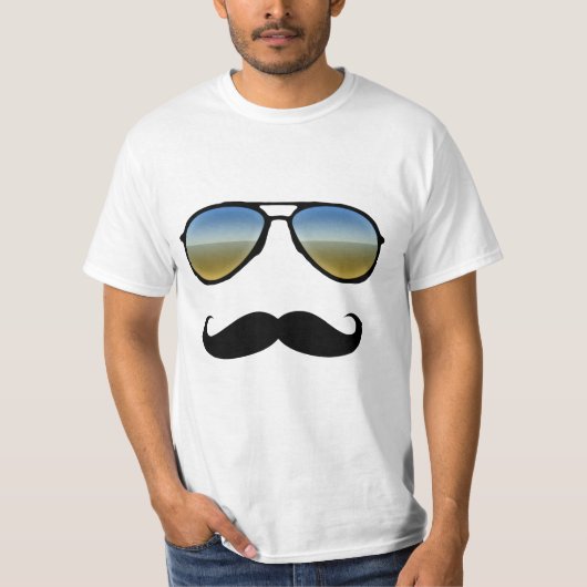 Funny Retro zonnebril met Mustache T-shirt (Voorkant)