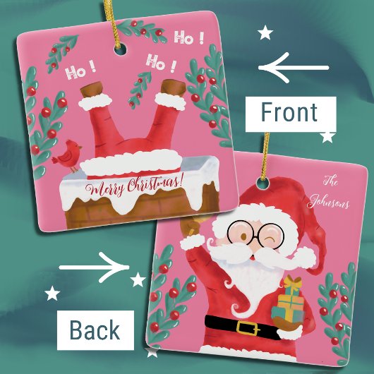 Funny réversible rose Père Noël ornement