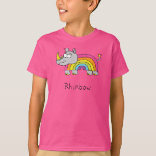 Funny Rhino Rainbow Cute Kinder Cartoon T-shirt