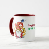 Funny Ribbon Gnome met Birds Kerstmis Mok (Voorkant links)