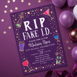 Funny RIP Fake ID 21st Birthday Invitation<br><div class="desc">Célébrez avec ce Funny RIP Fake ID 21st Birthday. Ce Design présente des feuilles d'or imitation de diverses boissons dans les couleurs et les étoiles des bijouxVous pouvez customiser plus loin en cliquant sur le bouton "PERSONNALISER". Objets correspondants dans notre boutique pour un thème de fête complet.</div>