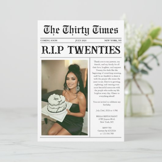 Funny RIP Twenties Newspaper 30th Birthday Kaart (Staand voorkant)