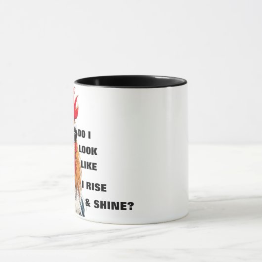 Funny Rise & Shine Grumpy Morning Rooster Humor Mok (Midden)