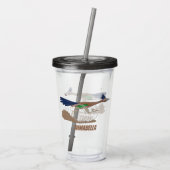 Funny roadrunner bird cartoon illustration acryl drinkbeker (Achterkant)