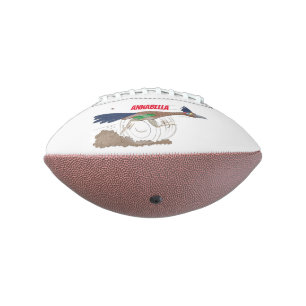 Funny roadrunner bird cartoon illustration american football