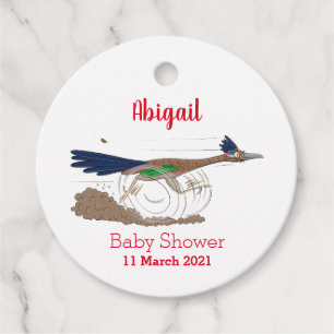 Funny roadrunner bird cartoon illustration bedankjes labels