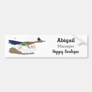 Funny roadrunner bird cartoon illustration bumpersticker