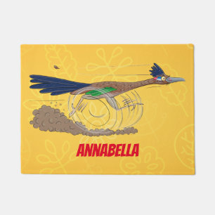 Funny roadrunner bird cartoon illustration deurmat