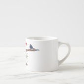 Funny roadrunner bird cartoon illustration espresso kop (Rechts)