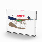 Funny roadrunner bird cartoon illustration fotoblokken (Rechts)