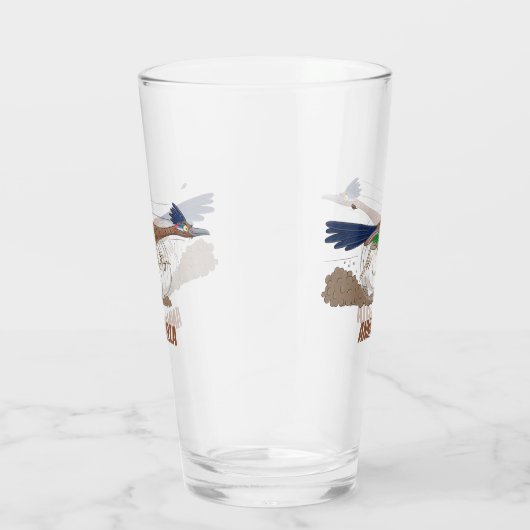 Funny roadrunner bird cartoon illustration glas (Rechts)