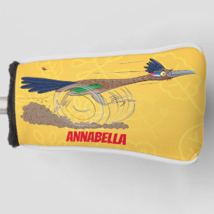 Funny roadrunner bird cartoon illustration golfheadcover