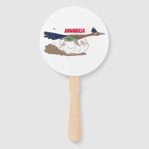 Funny roadrunner bird cartoon illustration handwaaier
