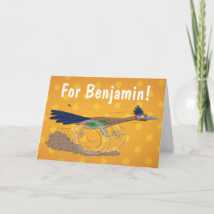 Funny roadrunner bird cartoon illustration kaart