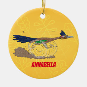 Funny roadrunner bird cartoon illustration keramisch ornament