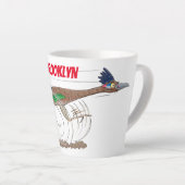 Funny roadrunner bird cartoon illustration latte mok (Rechterhoek)