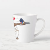 Funny roadrunner bird cartoon illustration latte mok (Rechts)