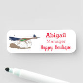 Funny roadrunner bird cartoon illustration naamplaatje (In situ)