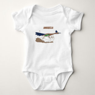 Funny roadrunner bird cartoon illustration romper