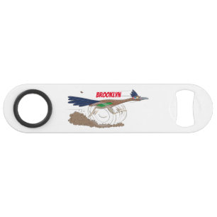 Funny roadrunner bird cartoon illustration speed flessenopener