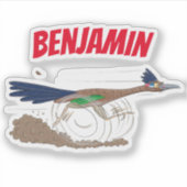 Funny roadrunner bird cartoon illustration sticker (Voorkant)