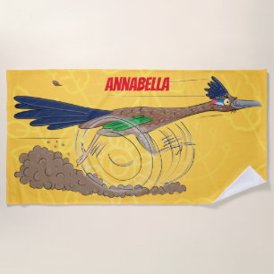 Funny roadrunner bird cartoon illustration strandlaken