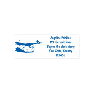 Funny roadrunner bird cartoon illustration zelfinktende stempel
