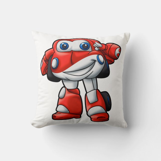 Funny Robot cartoon | - Kies een achterkleur Kussen (Voorkant)