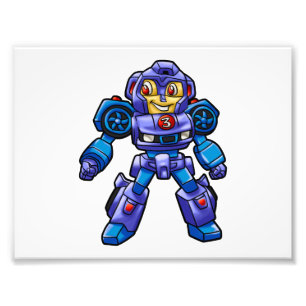 Funny robot cartoon Robotauto Kies achterkleur Foto Afdruk