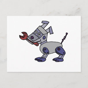 Funny Robot Dog with Wrench Briefkaart