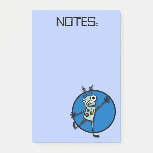 FUNNY ROBOT GRAPHIC BLUE POST-IT NOTEPAD POST-IT® NOTES (Voorkant)