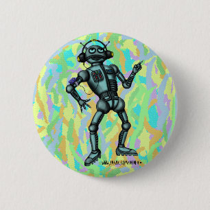 Funny-robot-knopontwerp Ronde Button 5,7 Cm
