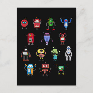 Funny Robots Girls Boys Robot Briefkaart