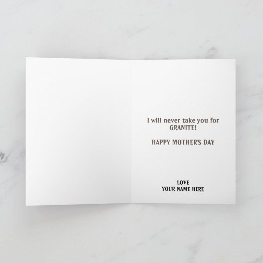 Funny Rock Pun Joke Humor Cute Mam Moederdag Bedankkaart (Binnen)