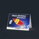 Funny Rocket Birthday Grandson<br><div class="desc">Now here is a great way to send a personel message with this Funny Space ship Happy Birthday Grandson card, </div>