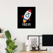 Funny Rocket Pun Dark BG Poster (Thuiskantoor)