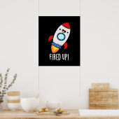 Funny Rocket Pun Dark BG Poster (Keuken)