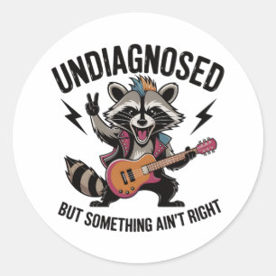 Funny Rocking Racoon Ronde Sticker