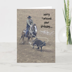Funny Rodeo Belated Birthday (een beetje vastgebon Kaart