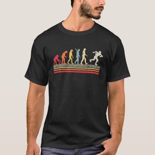 Funny Roller Derby Evolution of Man Retro T-shirt (Voorkant)