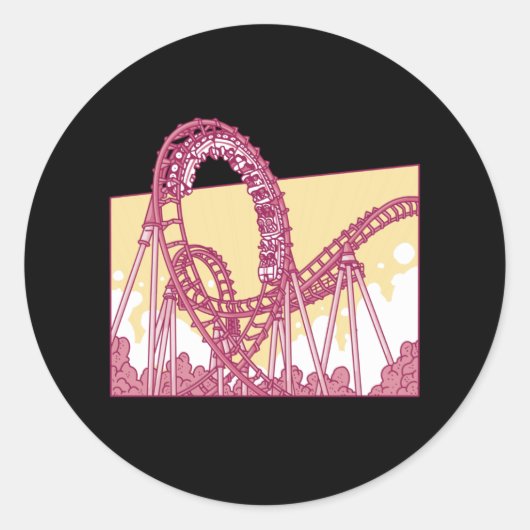 Funny Rollercoaster Amusement Park Gift Ronde Sticker (Voorkant)