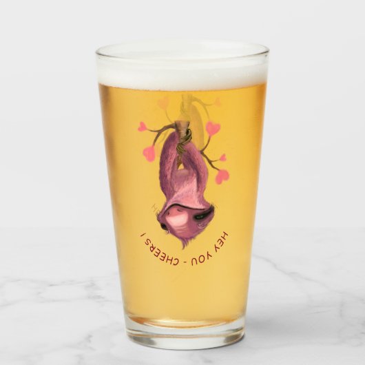 Funny Romantic Sloth Smile Cartoon - Cheers Glas (Voorkant gevuld)