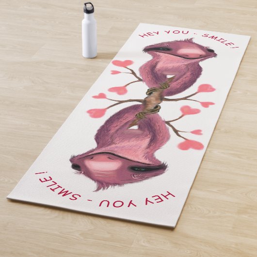 Funny Romantic Sloth Smile Cartoon Drawing - Fun Yogamat (In situ)