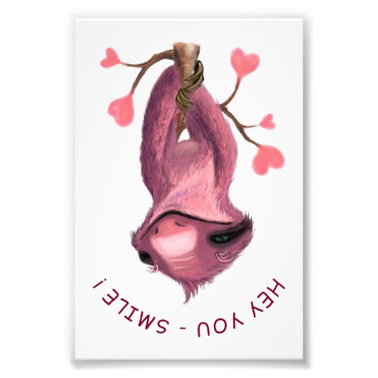 Funny Romantic Sloth Smile Cartoon -  Foto Afdruk (Voorkant)
