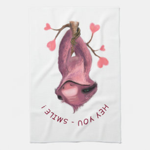 Funny Romantic Sloth Smile Kitchen Towel Theedoek