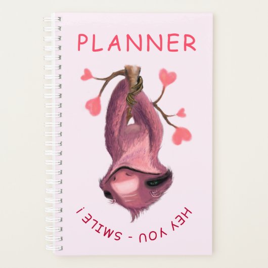 Funny Romantic Sloth Smile Planner Cartoon (Voorkant)