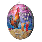 Funny Rooster Chicken Cocktail Tropical Beach Name Dartbord (Voorkant Rechts)