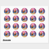 Funny Rooster Chicken Cocktails Tropical Beach Zee Ronde Sticker (Vel)