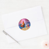 Funny Rooster Chicken Cocktails Tropical Beach Zee Ronde Sticker (Envelop)
