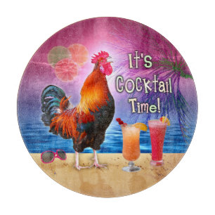 Funny Rooster Chicken Cocktails Tropical Beach Zee Snijplank
